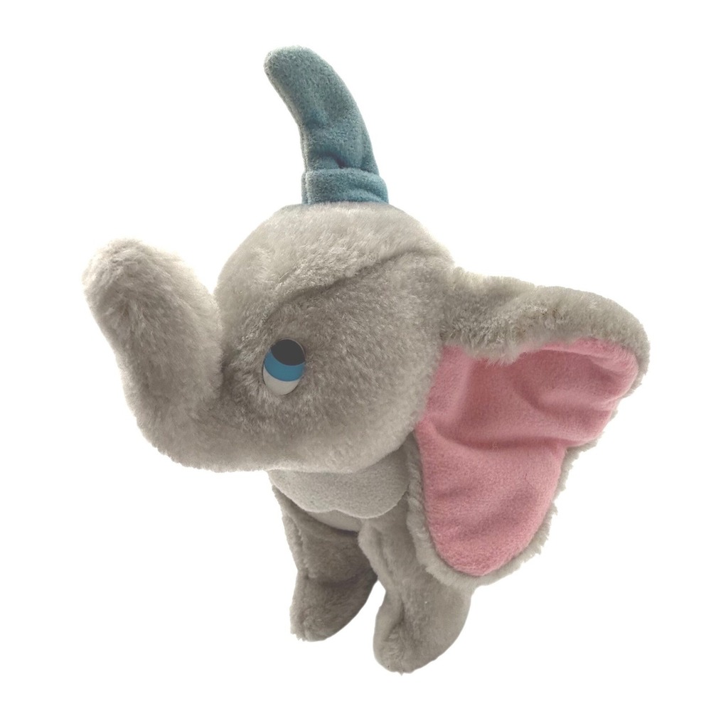 Vintage Disney Dumbo Plush 7" Canasa Trading 1985 Gray Elephant Pink Ears Korea